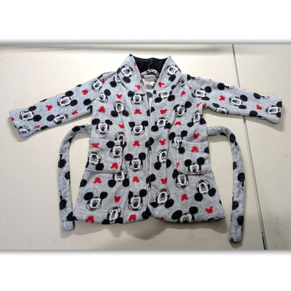Toddler Mickey Mouse Robe Size 3T Gray Disney Cozy Warm Bath Fleece